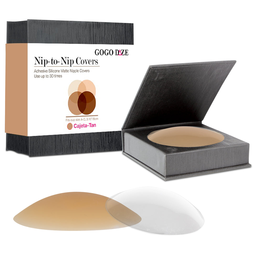 Nip-to-Nip Covers: Reusable Adhesive Matte Nipple Covers (Tan Color)